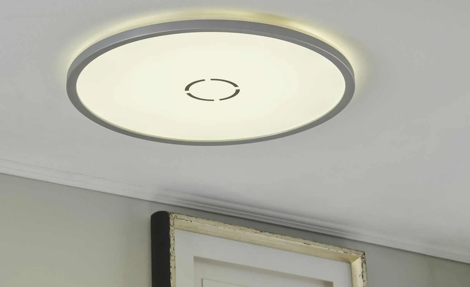 LED-Deckenleuchte, silber mit Hintergrundbeleuchtung | silberfarben 1 LED-Deckenleuchte, silber mit Hintergrundbeleuchtung | silberfarben