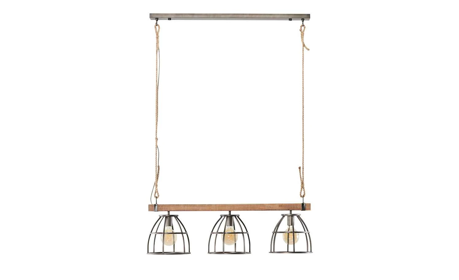 Pendelleuchte, 3-flammig, Metall / Holz schwarz 4 Pendelleuchte, 3-flammig, Metall / Holz schwarz – Bild 4