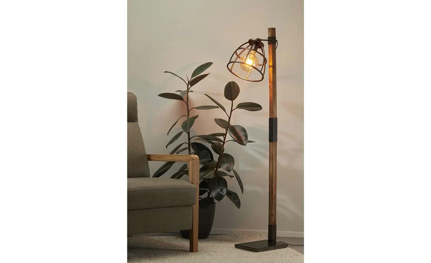 Stehleuchte, 1-flammig, Holz/ Metall schwarz 3 Stehleuchte, 1-flammig, Holz/ Metall schwarz – Bild 3