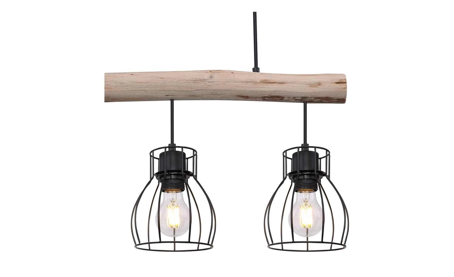 Pendelleuchte, 3-flammig, Holz/ Metall Körbe 3 Pendelleuchte, 3-flammig, Holz/ Metall Körbe – Bild 3