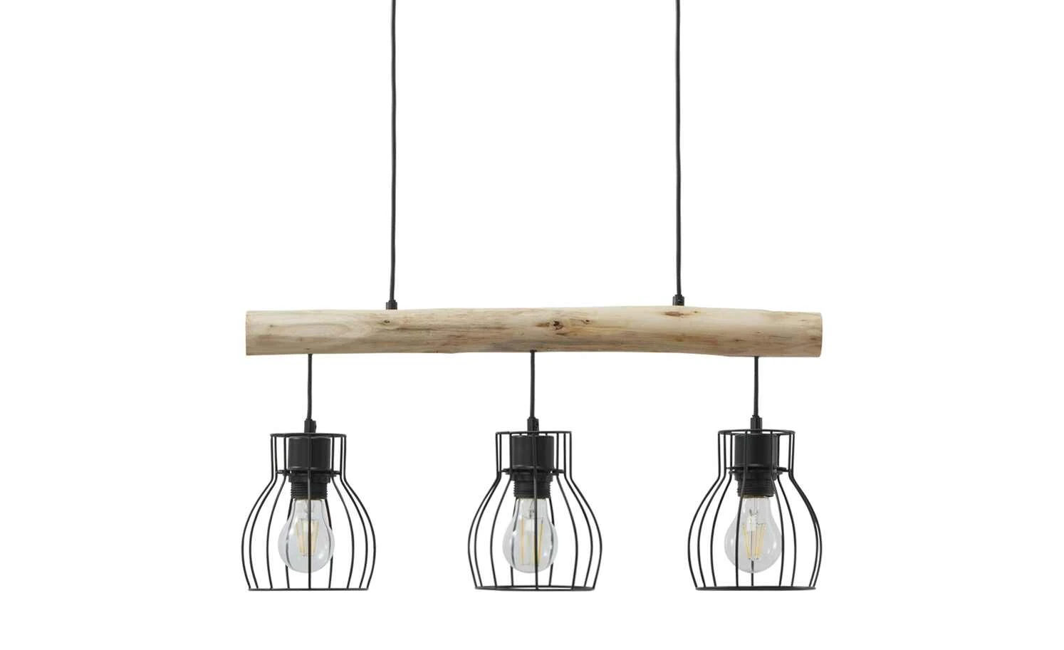 Pendelleuchte, 3-flammig, Holz/ Metall Körbe 1 Pendelleuchte, 3-flammig, Holz/ Metall Körbe