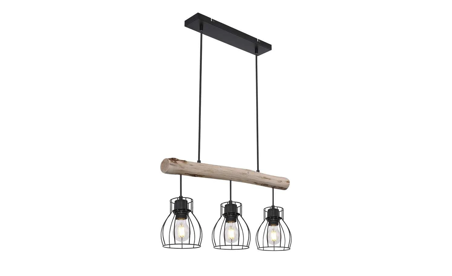 Pendelleuchte, 3-flammig, Holz/ Metall Körbe 4 Pendelleuchte, 3-flammig, Holz/ Metall Körbe – Bild 4