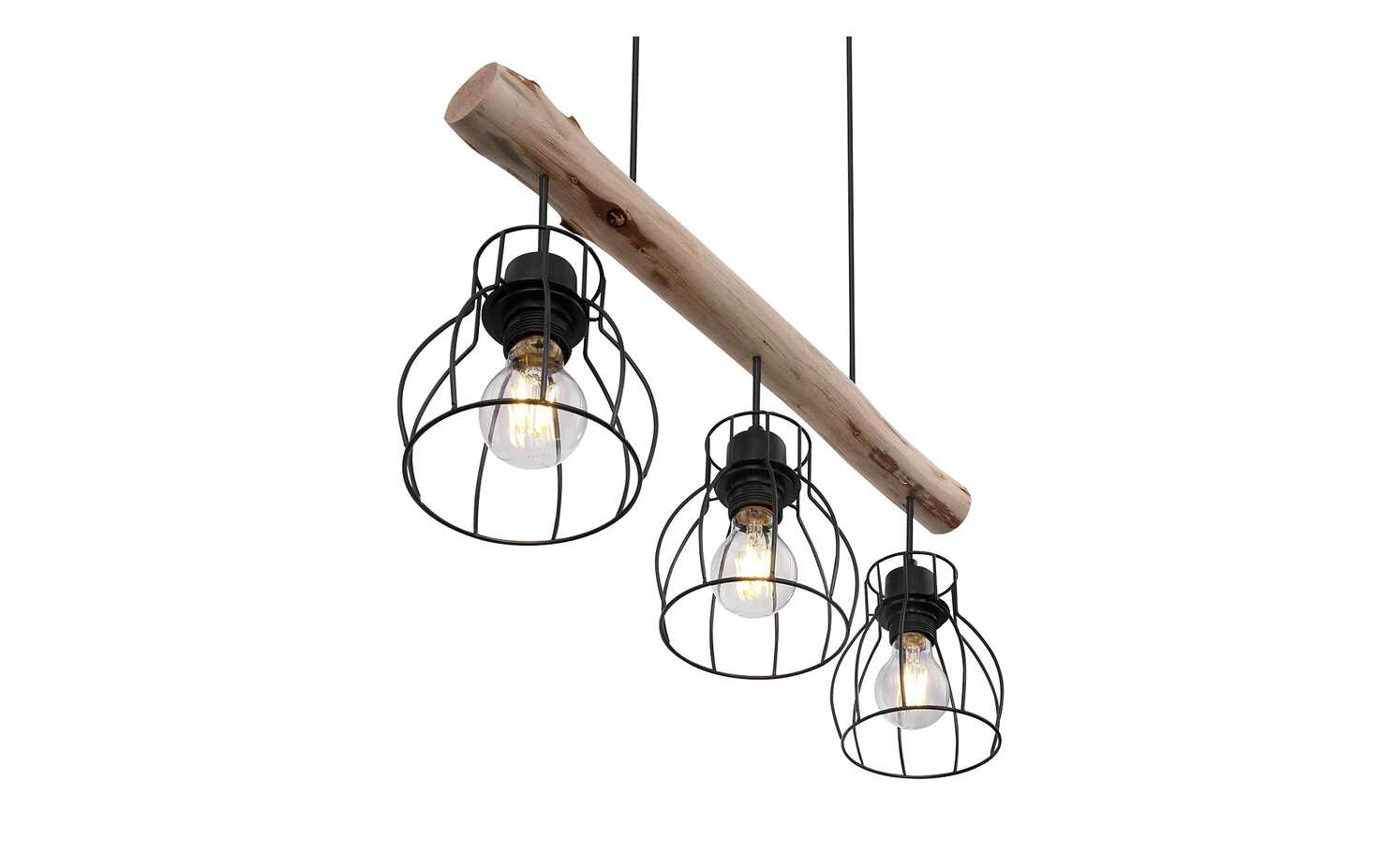 Pendelleuchte, 3-flammig, Holz/ Metall Körbe 5 Pendelleuchte, 3-flammig, Holz/ Metall Körbe – Bild 5