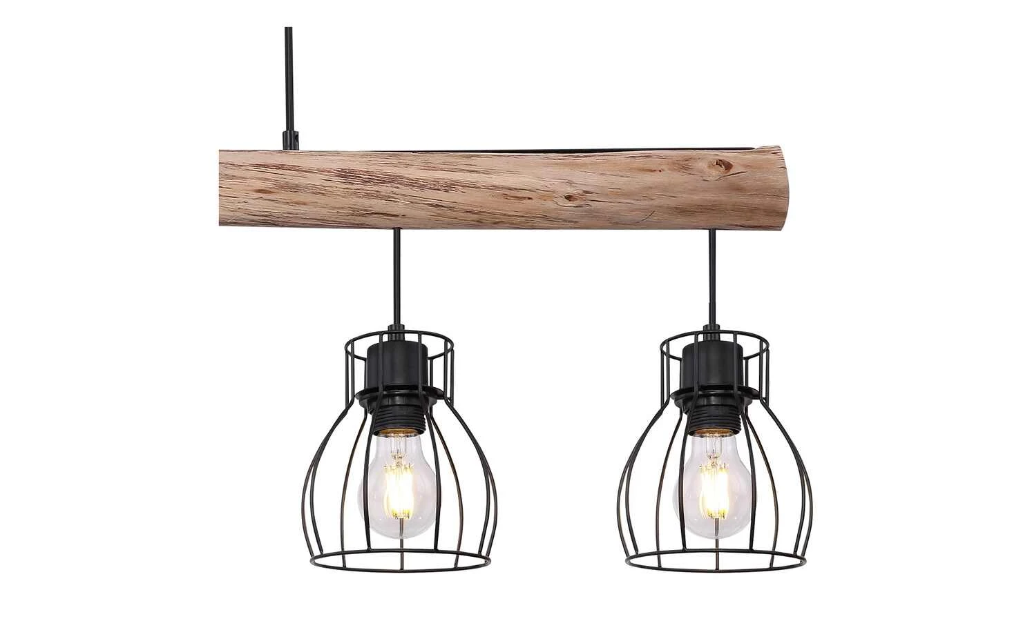 Pendelleuchte, 5-flammig, Holz/ Metall Körbe 2 Pendelleuchte, 5-flammig, Holz/ Metall Körbe – Bild 2