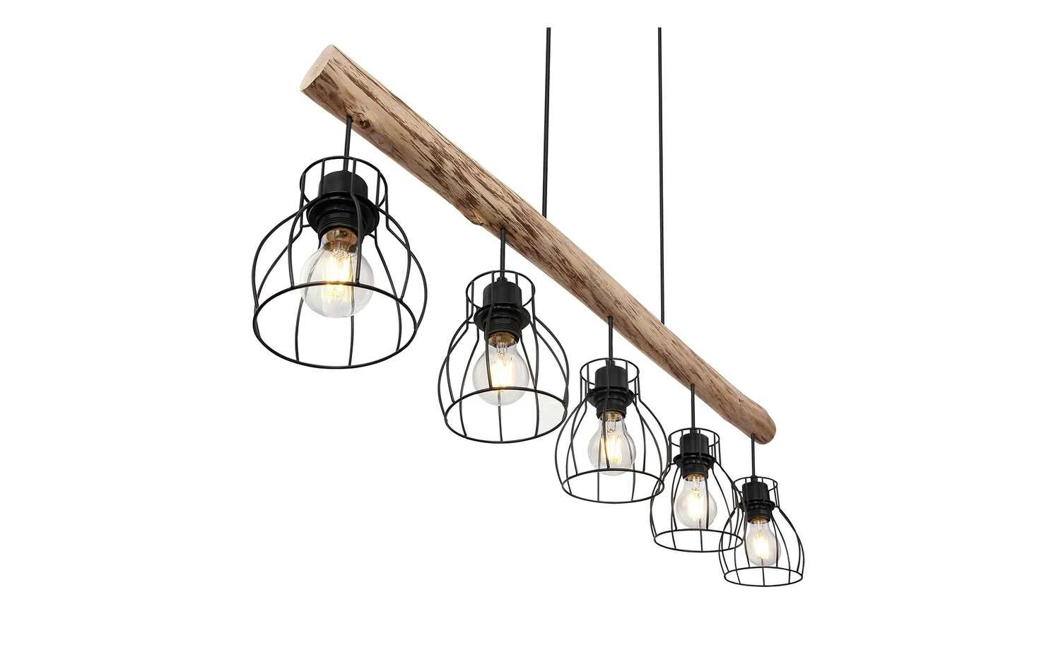 Pendelleuchte, 5-flammig, Holz/ Metall Körbe 5 Pendelleuchte, 5-flammig, Holz/ Metall Körbe – Bild 5