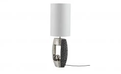 B-Leuchten Tischleuchte, 1-flammig, chrom/Stoffschirm grau