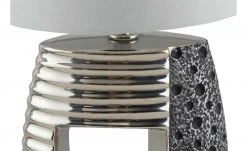 B-Leuchten Tischleuchte, 1-flammig, chrom/Stoffschirm grau -Innenleuchten Verkaufsladen 11684822 4 202110211246