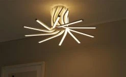 B-Leuchten LED-Deckenleuchte, weiß, Arme geschwungen