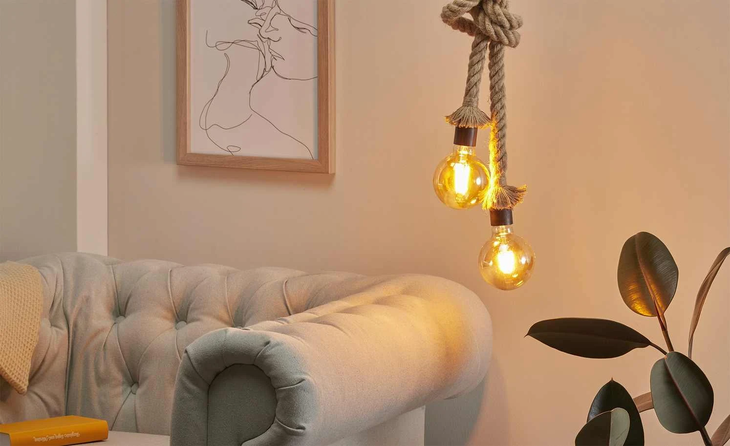 Paul Neuhaus Pendelleuchte, 2-flammig in Seiloptik 1 Paul Neuhaus Pendelleuchte, 2-flammig in Seiloptik