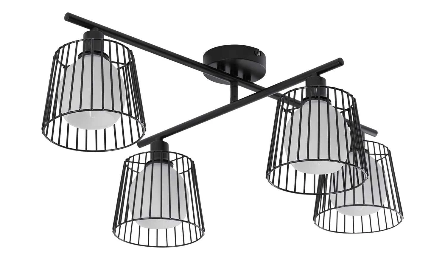 Deckenleuchte, 4-flammig, Draht/schwarz 2 Deckenleuchte, 4-flammig, Draht/schwarz – Bild 2