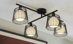 Deckenleuchte, 4-flammig, Draht/schwarz