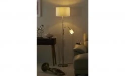 Trio Stehleuchte, 2-flammig, Stoffschirm weiß