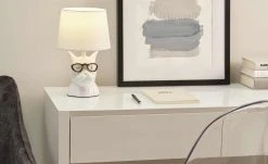 Trio Keramik-Tischleuchte, 1-flammig, Hund weiß