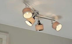 Wofi Deckenstrahler, 4-flammig, chrom, mit Stoffschirmen
