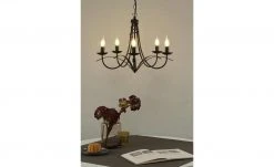 Kronleuchter, 5-flammig, schwarz/rostfarben