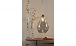 Pendelleuchte, 1-flammig, schwarz/Glas graphitfarben