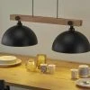 Pendelleuchte, 2-flammig, Metall / Eiche