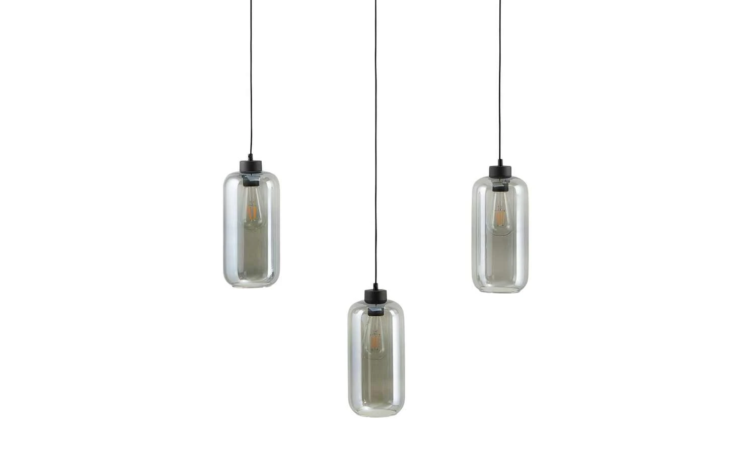 Pendelleuchte, 3-flammig, Glas graphitfarben 2 Pendelleuchte, 3-flammig, Glas graphitfarben – Bild 2