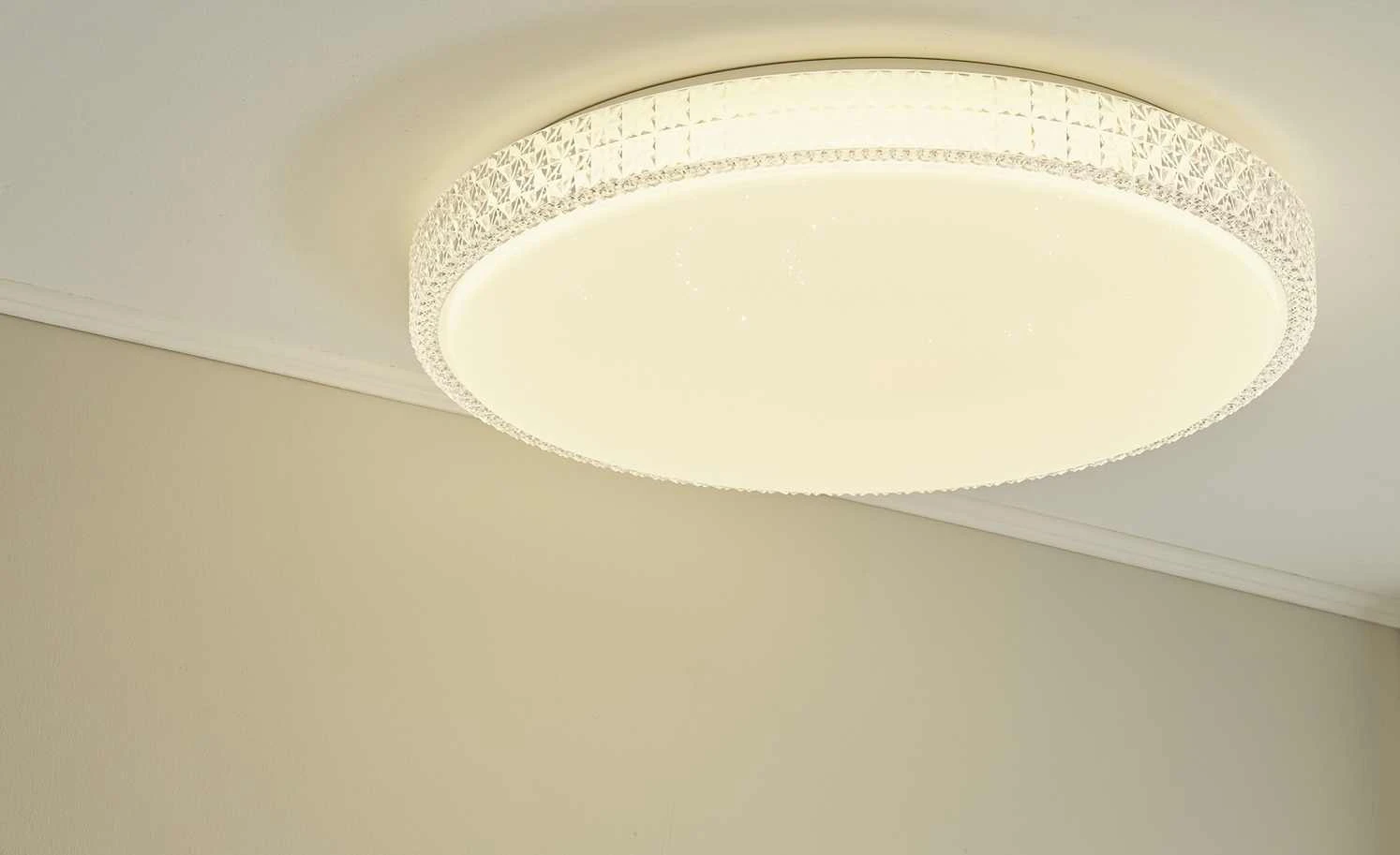 Paul Neuhaus Smart Home-Deckenleuchte, 1-flammig, Kristalloptik 1 Paul Neuhaus Smart Home-Deckenleuchte, 1-flammig, Kristalloptik