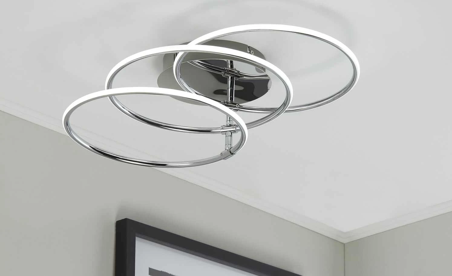 KHG LED-Deckenleuchte, 3-flammig, chrom `Ringe´ 1 KHG LED-Deckenleuchte, 3-flammig, chrom `Ringe´