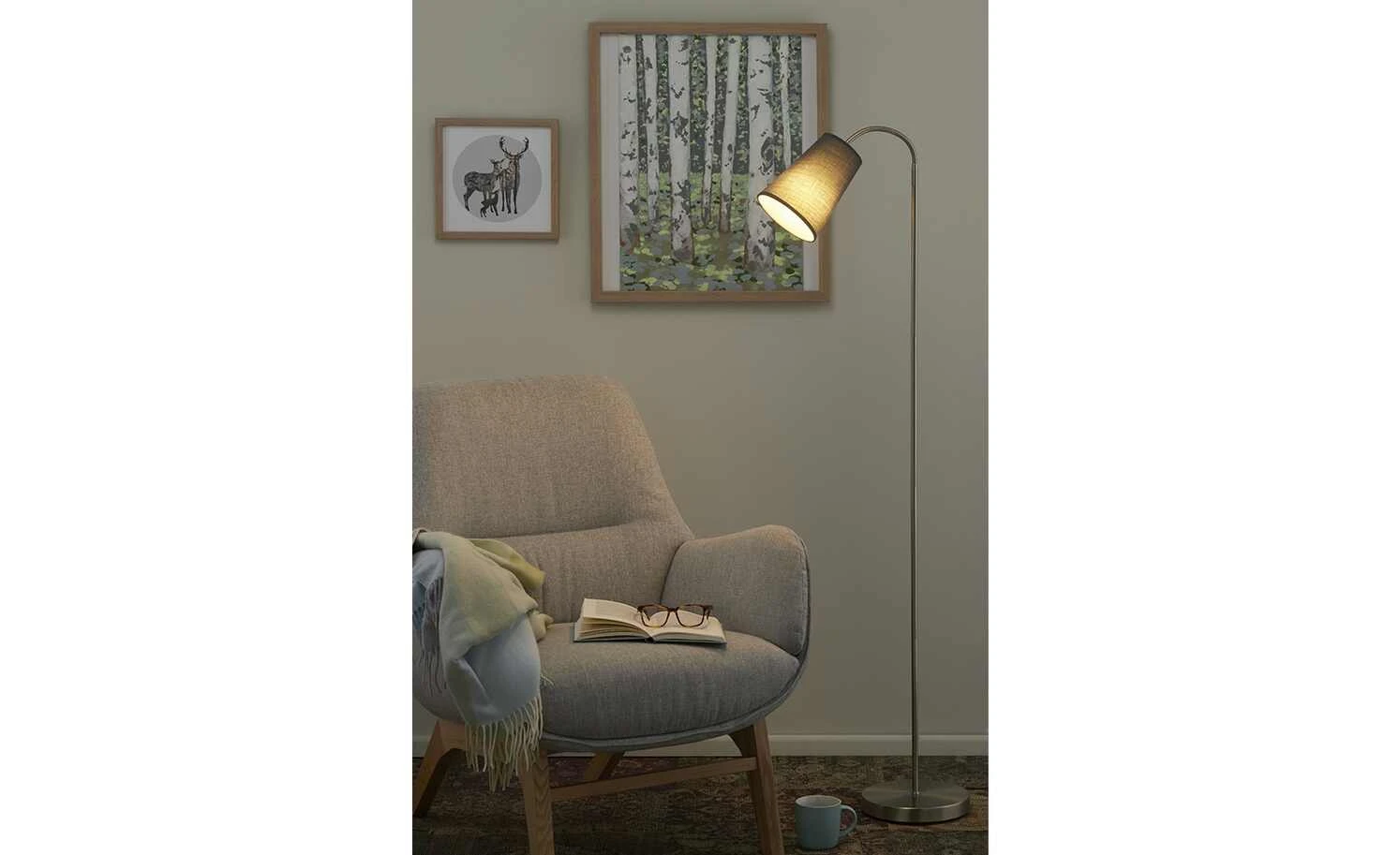 KHG Leseleuchte, 1-flammig, Stoffschirm grau 1 KHG Leseleuchte, 1-flammig, Stoffschirm grau