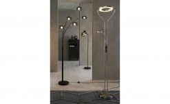 HOME STORY Stehleuchte, 1-flammig, schwarz mit Rauchglas