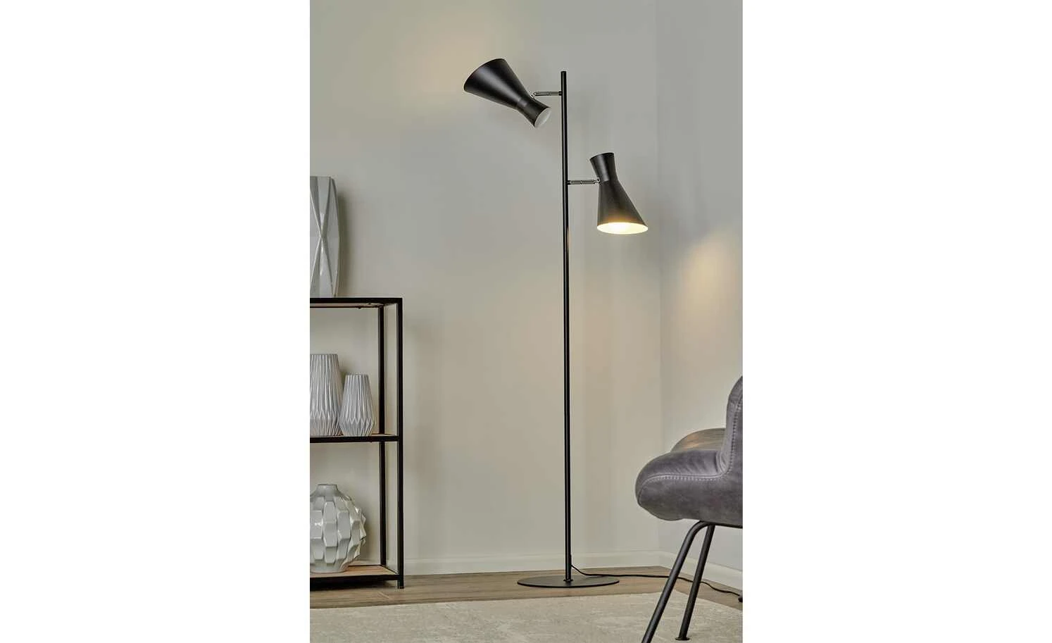 HOME STORY Leseleuchte, 2-flammig, Metall schwarz 2 HOME STORY Leseleuchte, 2-flammig, Metall schwarz – Bild 2