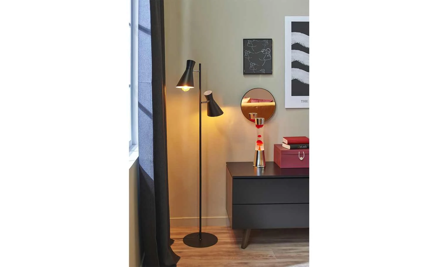 HOME STORY Leseleuchte, 2-flammig, Metall schwarz 1 HOME STORY Leseleuchte, 2-flammig, Metall schwarz