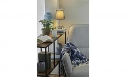 KHG Tischleuchte, 1-flammig, Stoffschirm grau