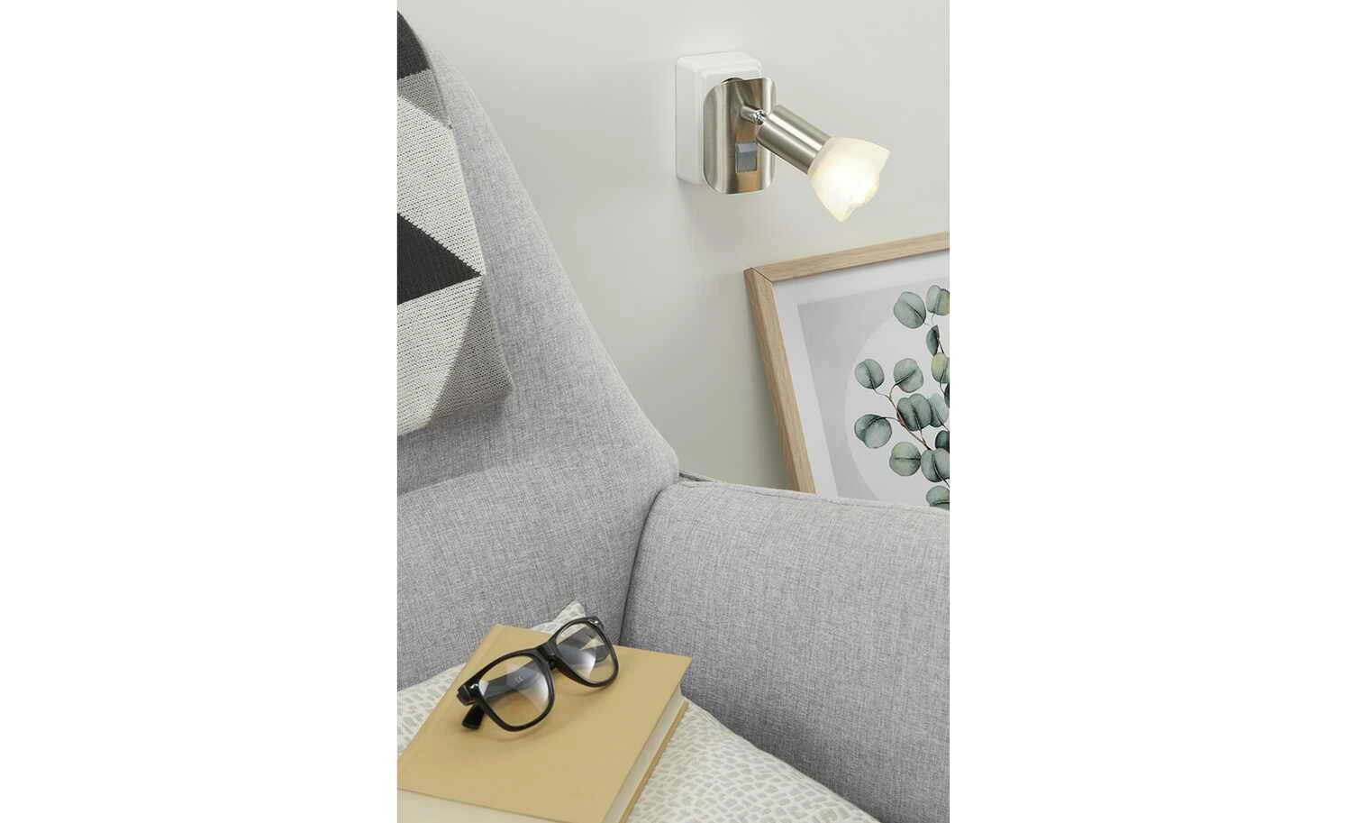 Steckerleuchte, 1-flammig, Nickel-matt/ Alabaster Gals 1 Steckerleuchte, 1-flammig, Nickel-matt/ Alabaster Gals