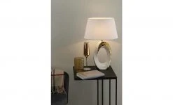 KHG Keramik-Tischleuchte, 1-flammig, goldfarben/weiß