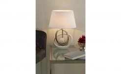 KHG Keramik-Tischleuchte, 1-flammig, weiß/chromfarben