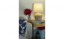 KHG Keramik-Tischleuchte, 1-flammig in Korboptik