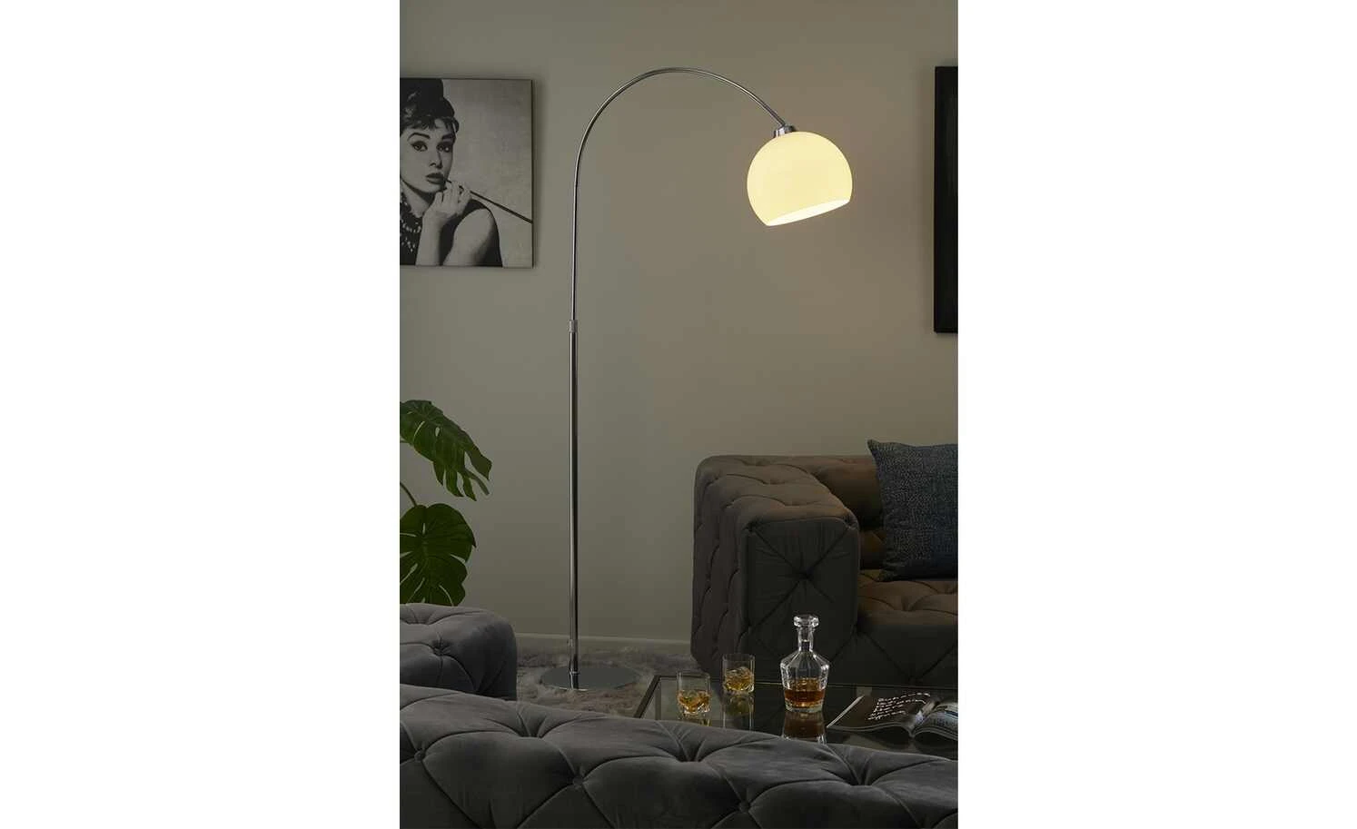 KHG Bogenleuchte, 1-flammig, chrom / weiß 1 KHG Bogenleuchte, 1-flammig, chrom / weiß