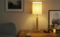 HOME STORY Bambus-Tischleuchte, 1-flammig, eckig