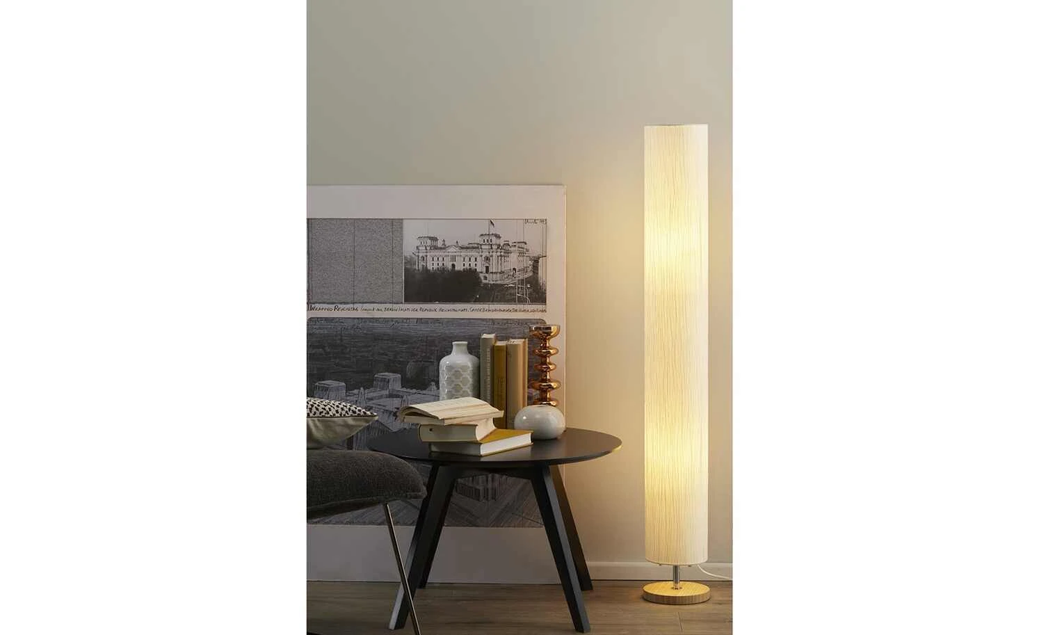 HOME STORY Stehleuchte, 2-flammig, Holz/ Papier 1 HOME STORY Stehleuchte, 2-flammig, Holz/ Papier