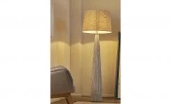 HOME STORY Stehleuchte, 1-flammig, Stoffschirm sandfarben | Weiß -Innenleuchten Verkaufsladen 11685563 4 202009260310