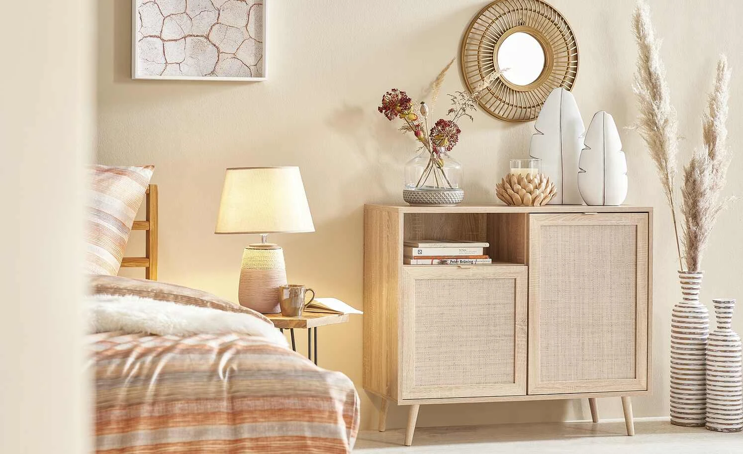 KHG Keramik-Tischleuchte, 1-flammig, Leinen-Schirm 1 KHG Keramik-Tischleuchte, 1-flammig, Leinen-Schirm