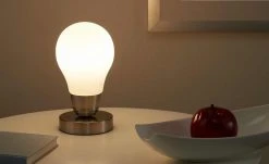 Tischleuchte, 1-flammig, Nickel-matt `Glühbirne´