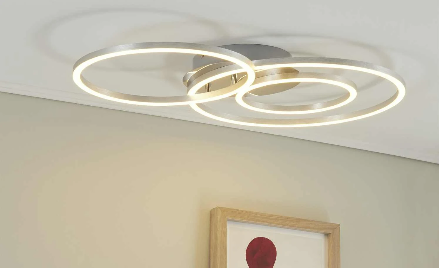 Meisterleuchten LED-Deckenleuchte, Aluminium gebürstet, 3-Kreise 1 Meisterleuchten LED-Deckenleuchte, Aluminium gebürstet, 3-Kreise