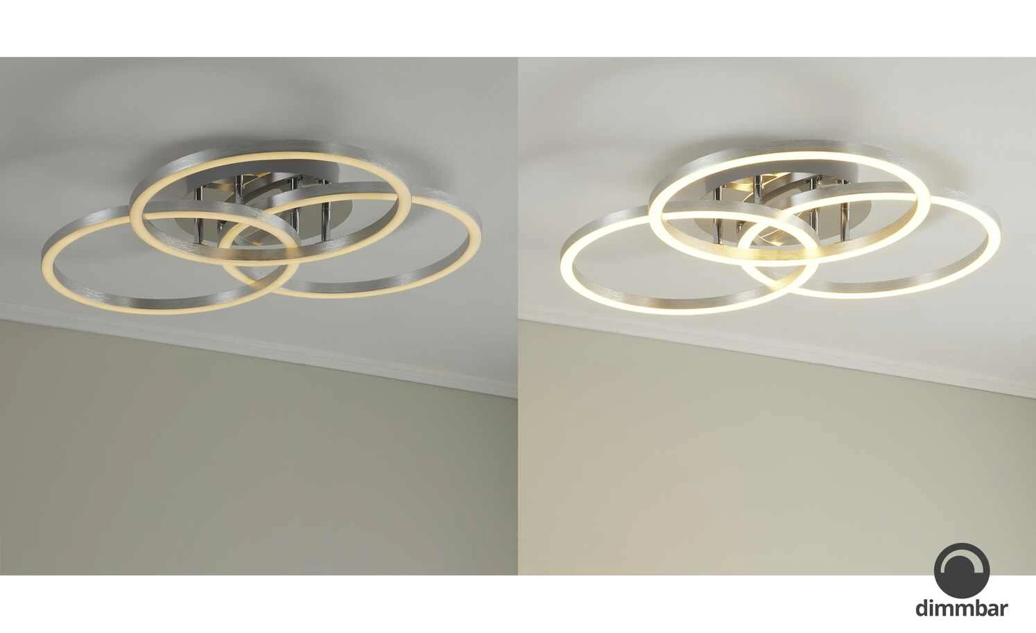 Meisterleuchten LED-Deckenleuchte, Alu-gebürstet, Kreise 1 Meisterleuchten LED-Deckenleuchte, Alu-gebürstet, Kreise