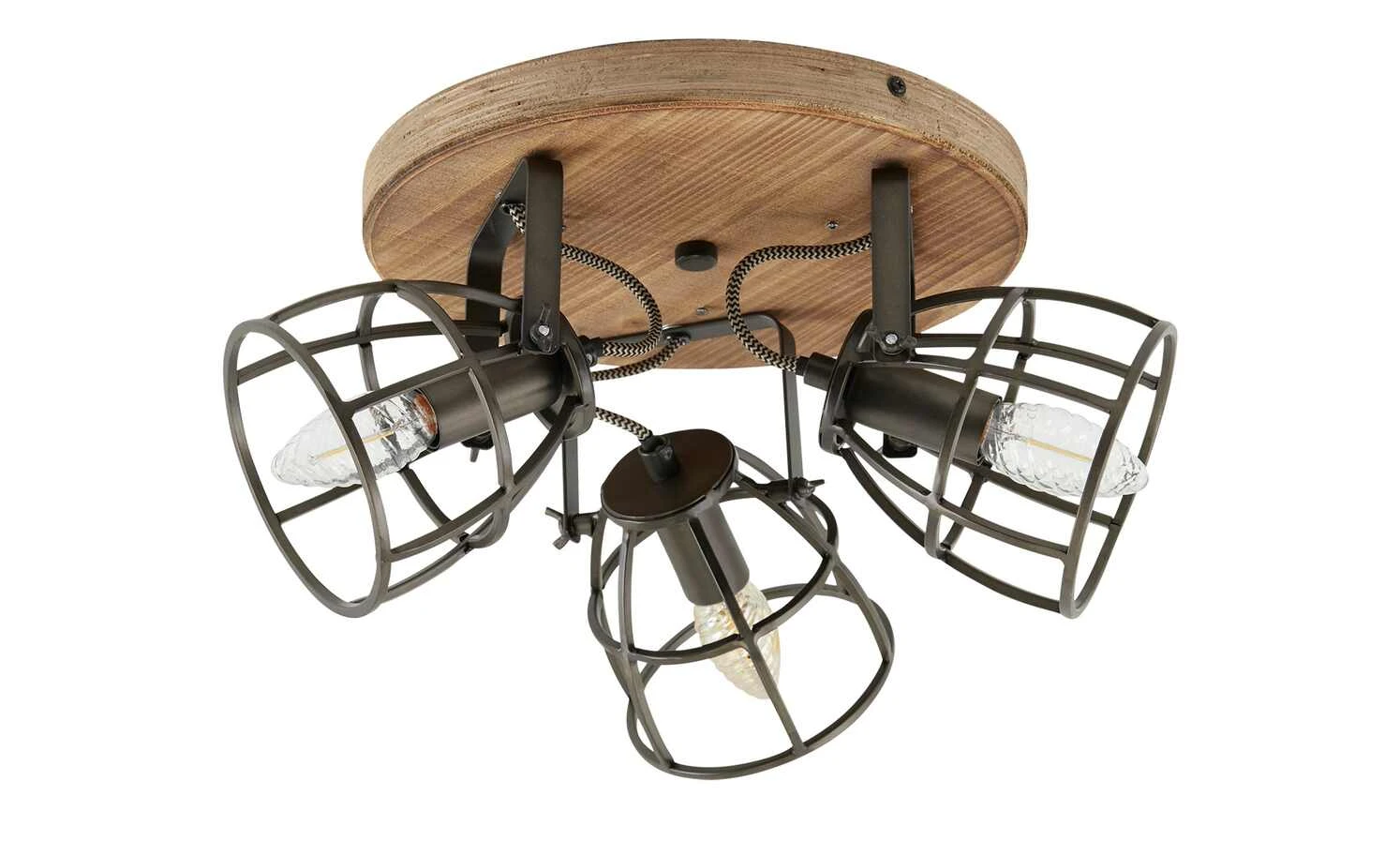 Deckenleuchte, 3-flammig, Holz/Metall 2 Deckenleuchte, 3-flammig, Holz/Metall – Bild 2
