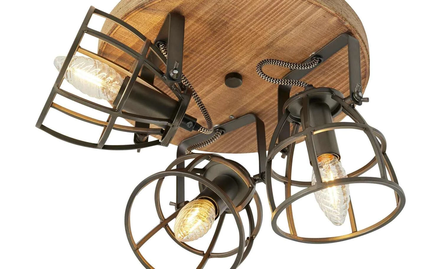 Deckenleuchte, 3-flammig, Holz/Metall 3 Deckenleuchte, 3-flammig, Holz/Metall – Bild 3