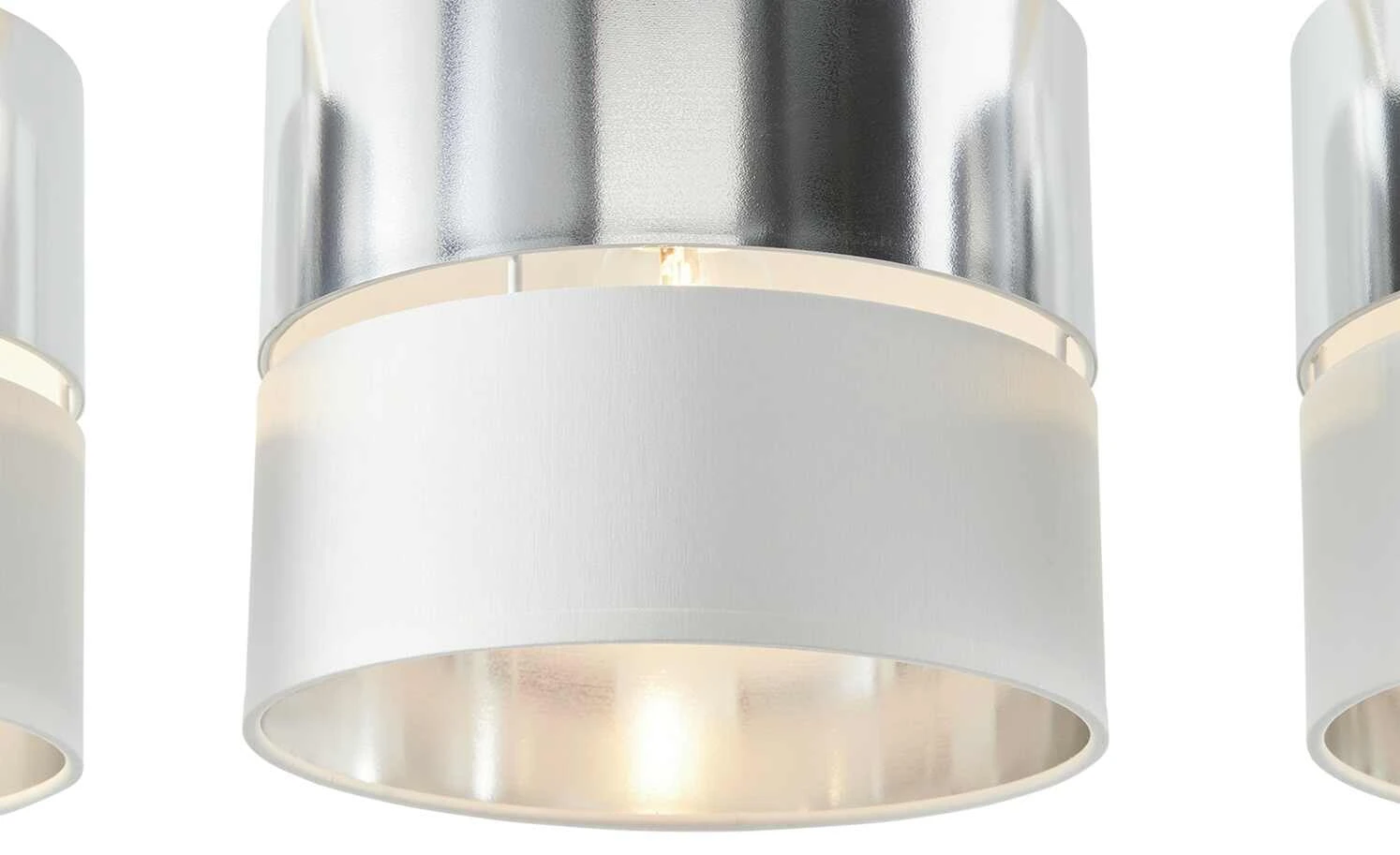 Pendelleuchte, 4-flammig, Weiß/silberfarben 4 Pendelleuchte, 4-flammig, Weiß/silberfarben – Bild 4