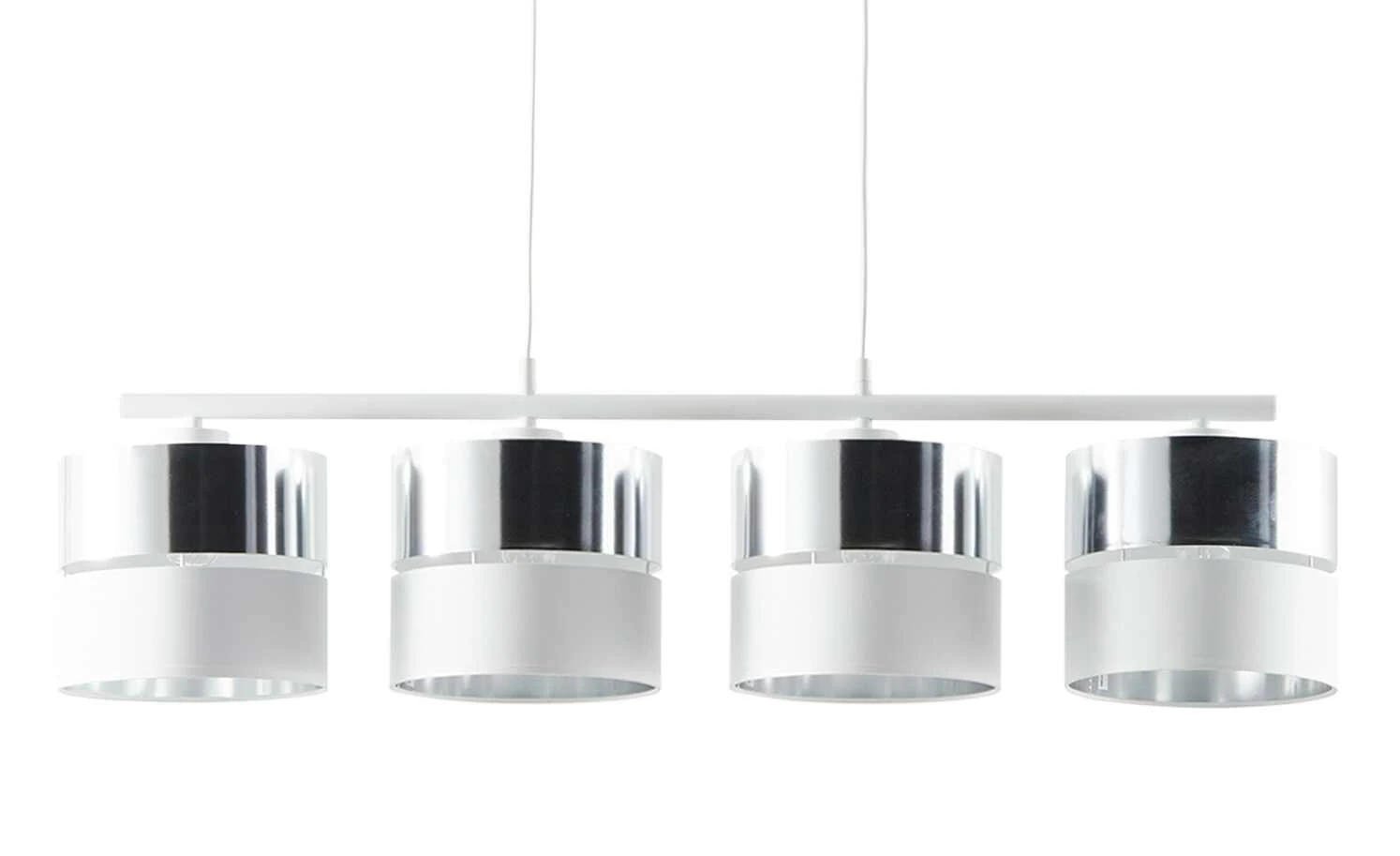 Pendelleuchte, 4-flammig, Weiß/silberfarben 2 Pendelleuchte, 4-flammig, Weiß/silberfarben – Bild 2