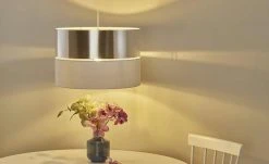 Pendelleuchte, 1-flammig, weiß/silber