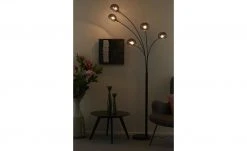 Meisterleuchten Bogenleuchte, 5-flammig, schwarz / Rauchglas