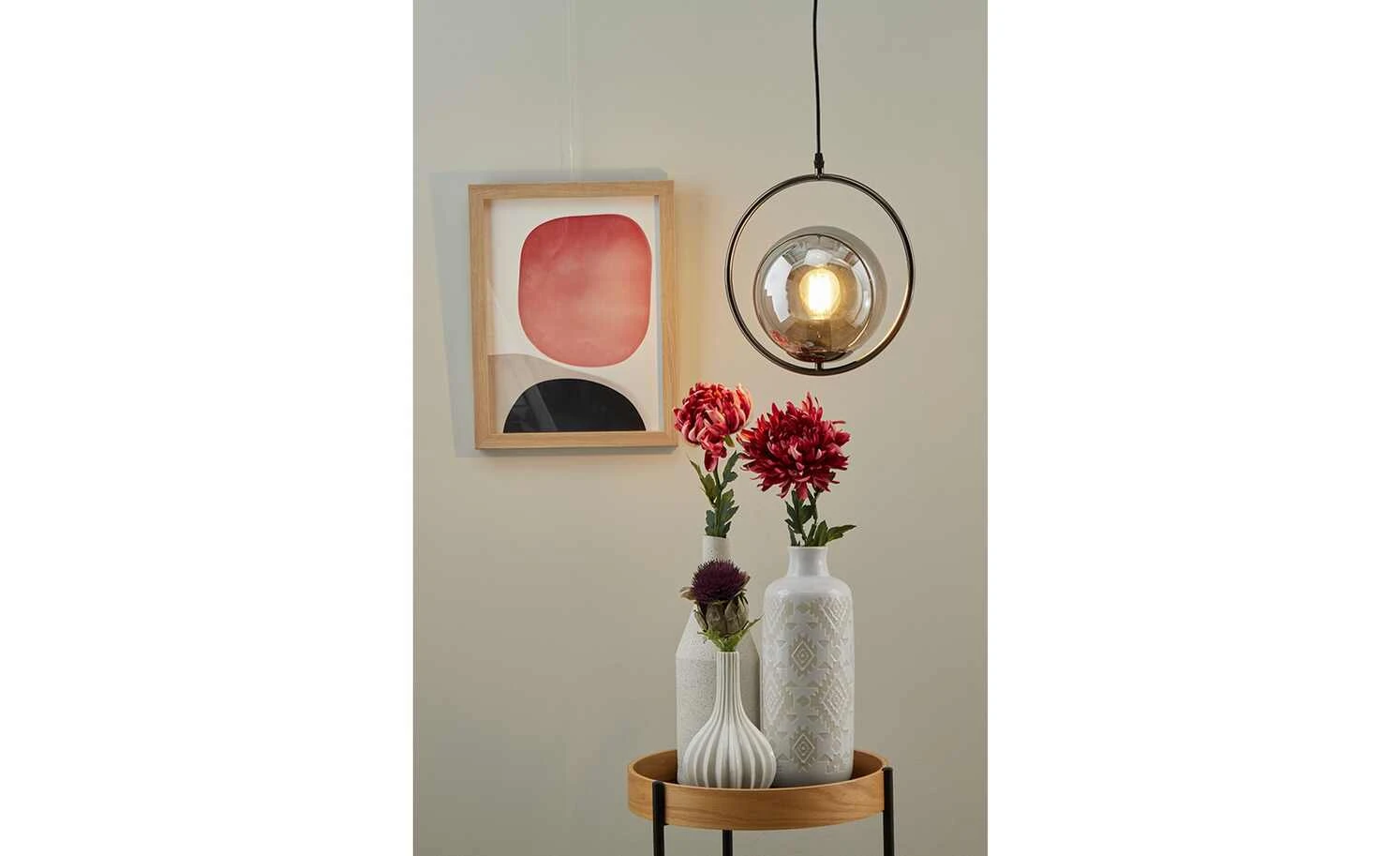 KHG Pendelleuchte, 1-flammig, schwarz-chrom mit Rauchglas 2 KHG Pendelleuchte, 1-flammig, schwarz-chrom mit Rauchglas – Bild 2