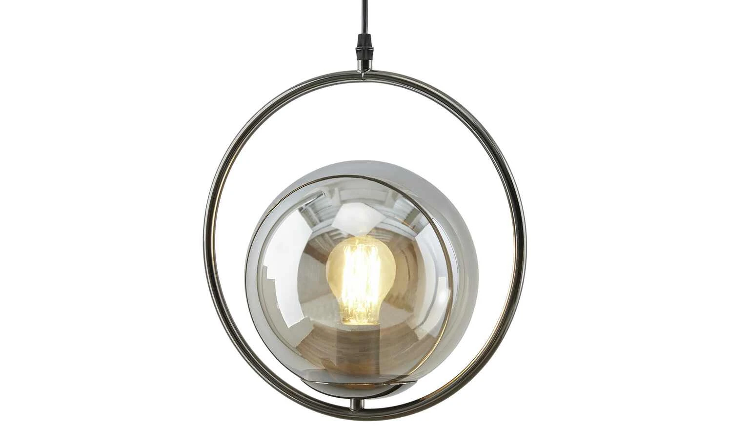 KHG Pendelleuchte, 1-flammig, schwarz-chrom mit Rauchglas 6 KHG Pendelleuchte, 1-flammig, schwarz-chrom mit Rauchglas – Bild 6