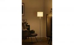 KHG LED-Stehleuchte, 1-flammig, Nickel-matt mit Stoffschirm